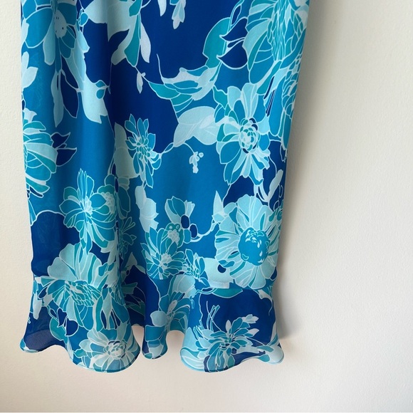 Express Y2k Blue Floral Ruffle Midi Dress - Picture 3 of 5